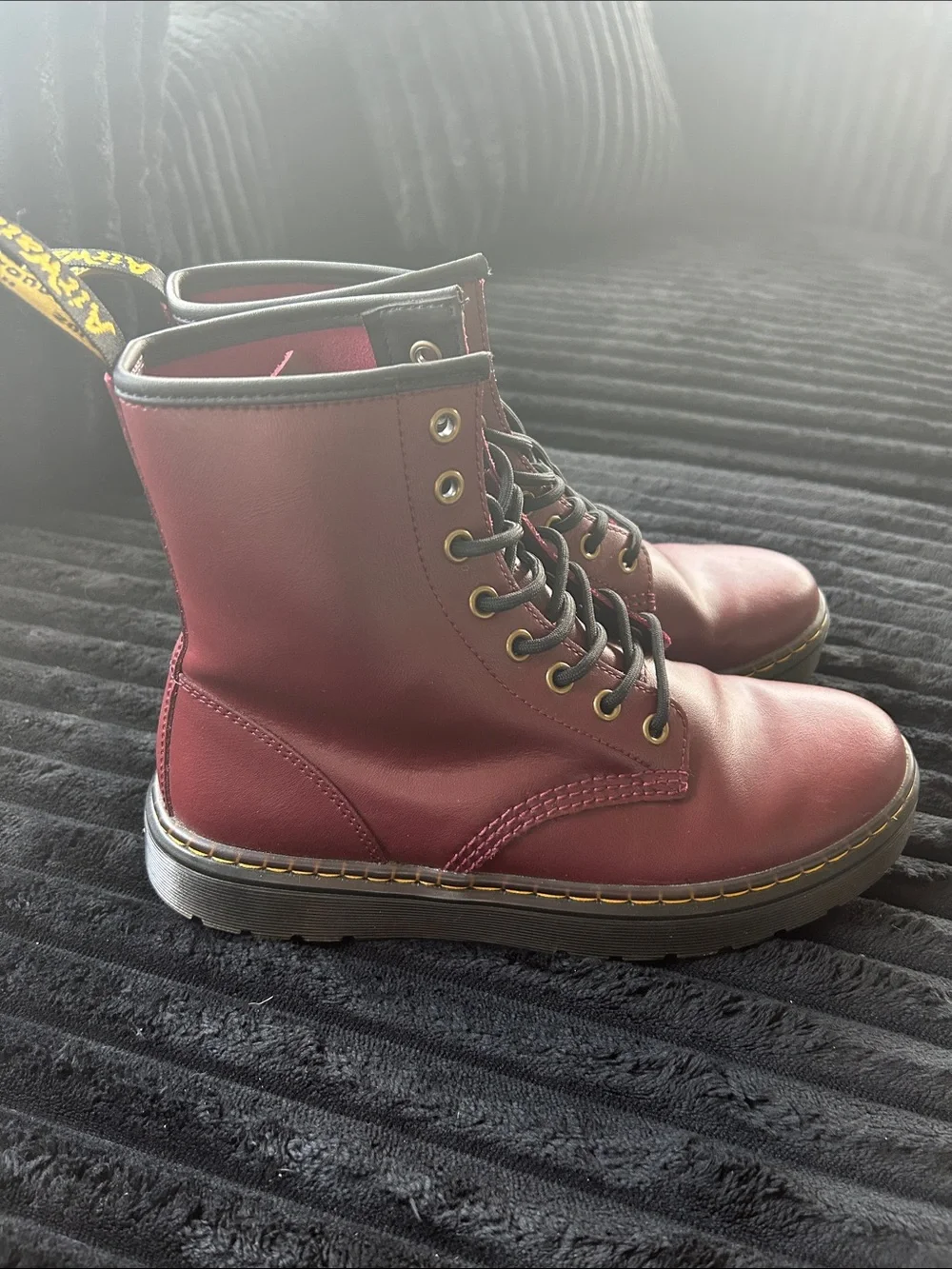 Dr. Martens Burgundy 6-Eye Leather Boots